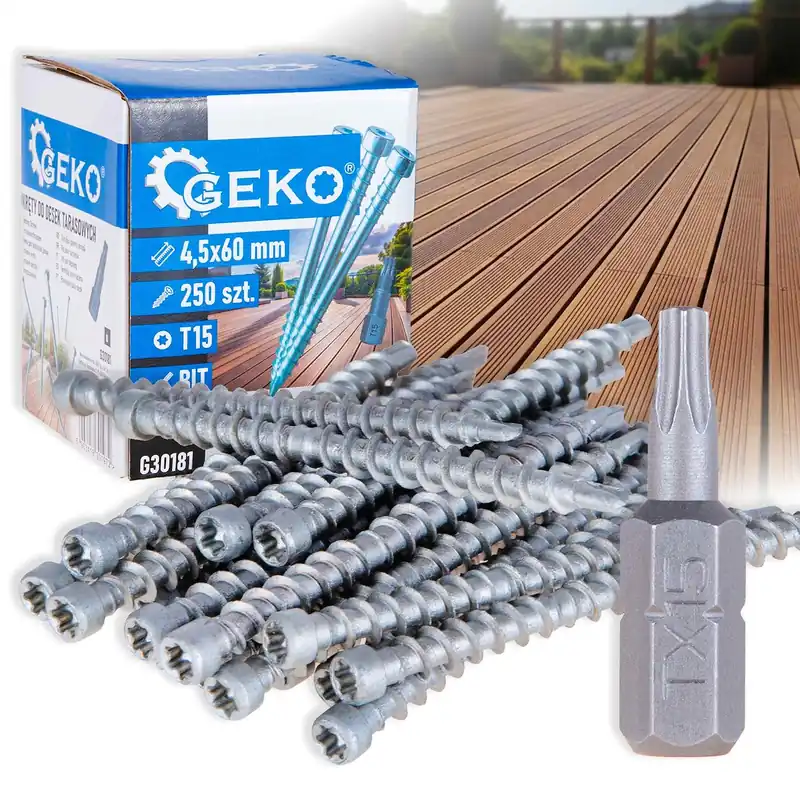 Vruty do terasových prken 4,5 x 60 mm + bit T15 G30181 GEKO