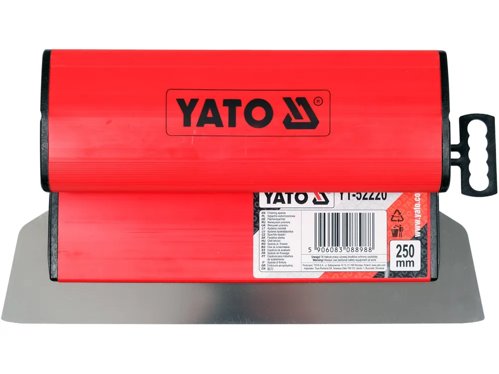 Špachtle, dokončovací nůž PVC s vyměnitelným kovovým ostřím na sádrový tmel 250 mm YT-52220 Yato