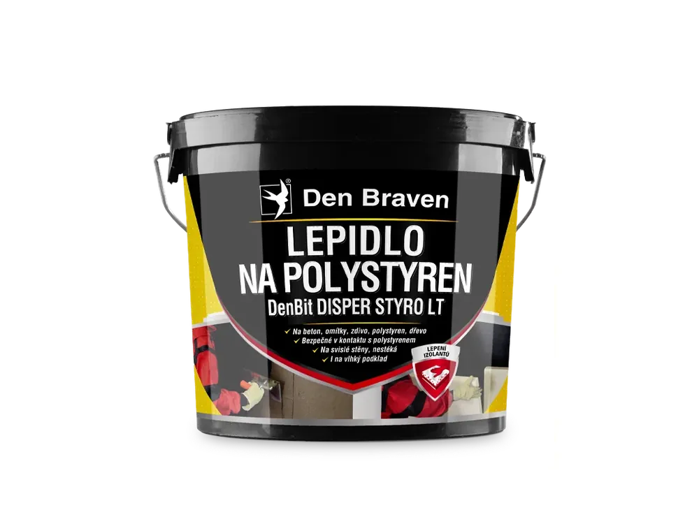 DenBit DISPER STYRO LT - Lepidlo na polystyren 10 kg vědro černá