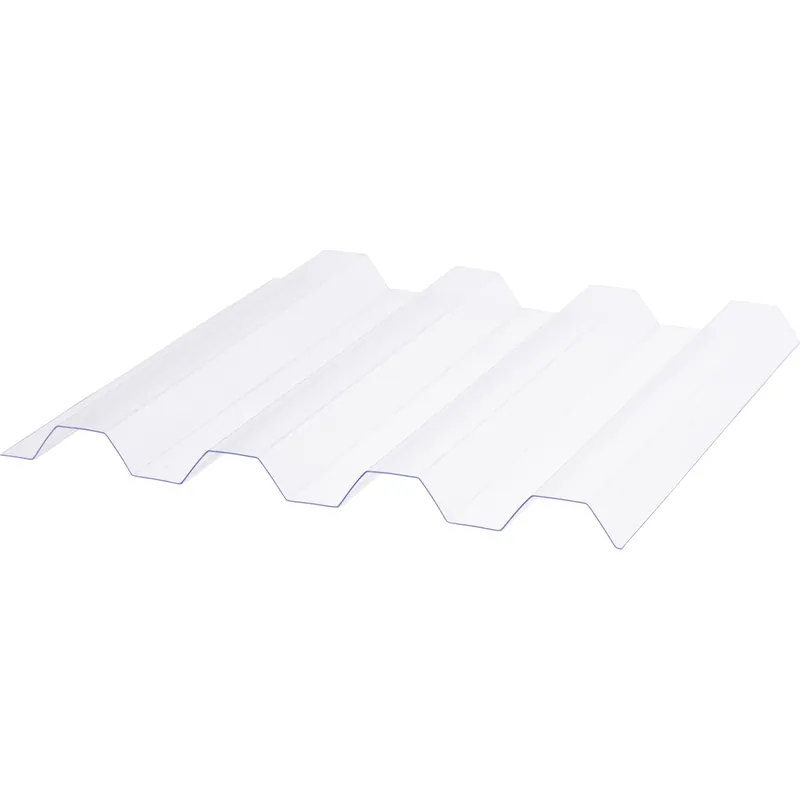 Deska polykarbonátová trapézová TOPLIGHT T 76/18 hladká 2UV čirá 0,8×1 060×5 000 mm
