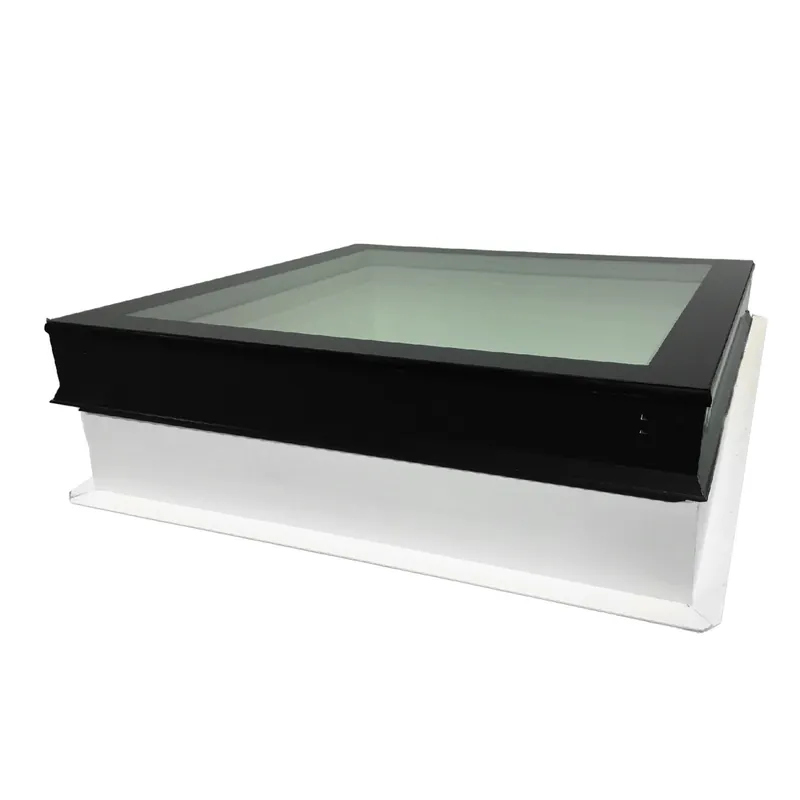 Světlík plochý fixní DEKLIGHT NO FRAME/RAL 7021 FIX trojsklo manžeta 15 cm 70×70 cm