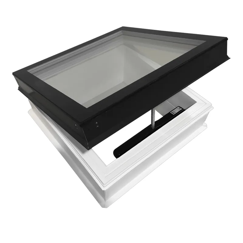 Světlík plochý otevíravý DEKLIGHT NO FRAME/RAL 7021 OPE/EL trojsklo manžeta 15 cm 100×200 cm