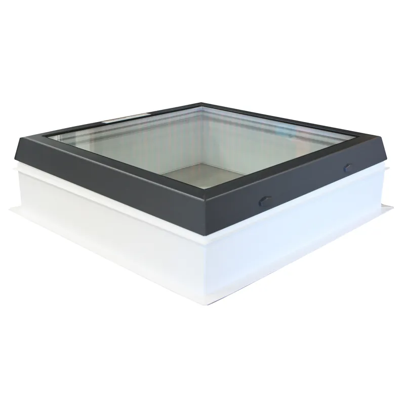Světlík plochý fixní DEKLIGHT BOX ACG/G/RAL 7016 FIX dvojsklo manžeta 15 cm 70×70 cm