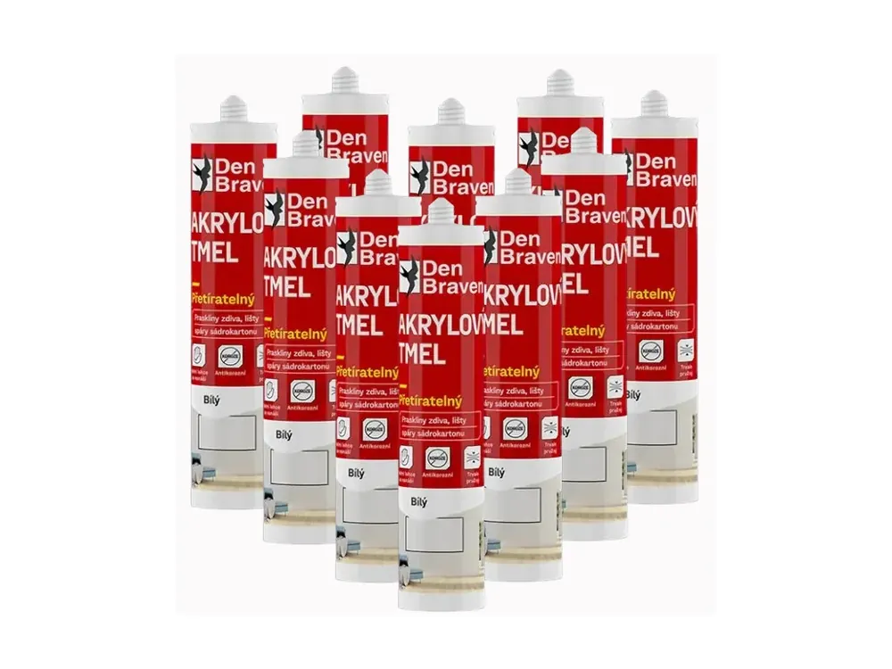 12x Akrylový tmel přetíratelný 280 ml bílý AKCE