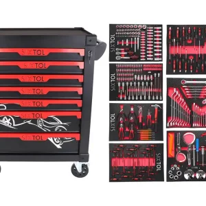 Dílenský vozík Sixtol MECHANIC TROLLEY KEVIN 326, 7 šuplíků, 326 ks nářadí SIXTOL, 6368526
