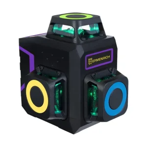 Nivelační přístroj Ermenrich LV50 PRO až 30m, zelený laser, 12 čar, fialový, 57210991