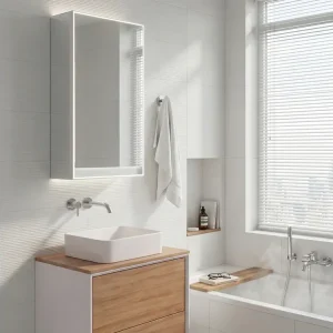 Nimco Bílá LED podsvícená zrcadlová skříňka 500 levá. GAB 10001L-VX-05